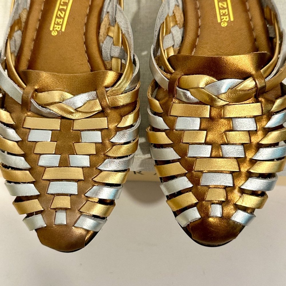 VTG Naturalizer Adventure Slip On Leather Flats Metallic Gold and Silver SZ 9.5 - Picture 4 of 8
